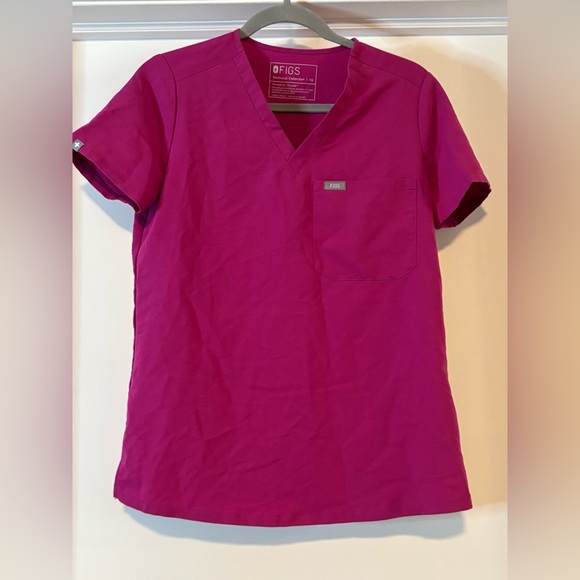 Figs Tops - Figs Vivid Pink V-Neck Scrub Top